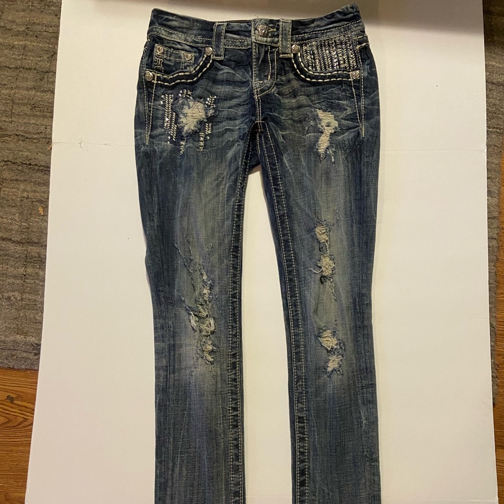 Miss Me distressed signature fit cuffed skinny jeans